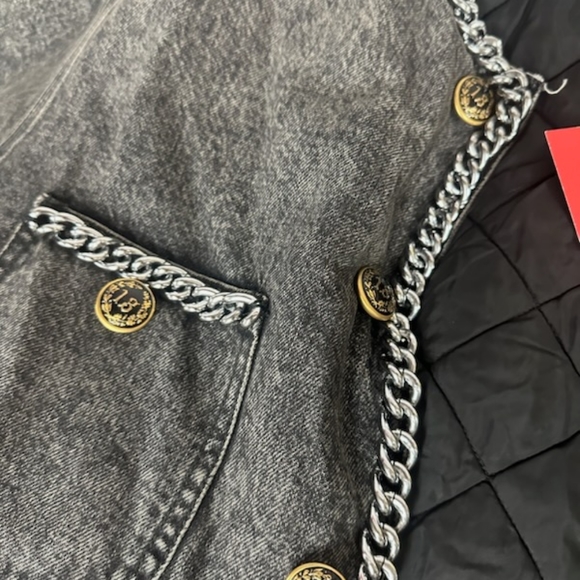 NWT R13 $2390 Chain Embelished Crop denim jacket - Picture 9 of 15